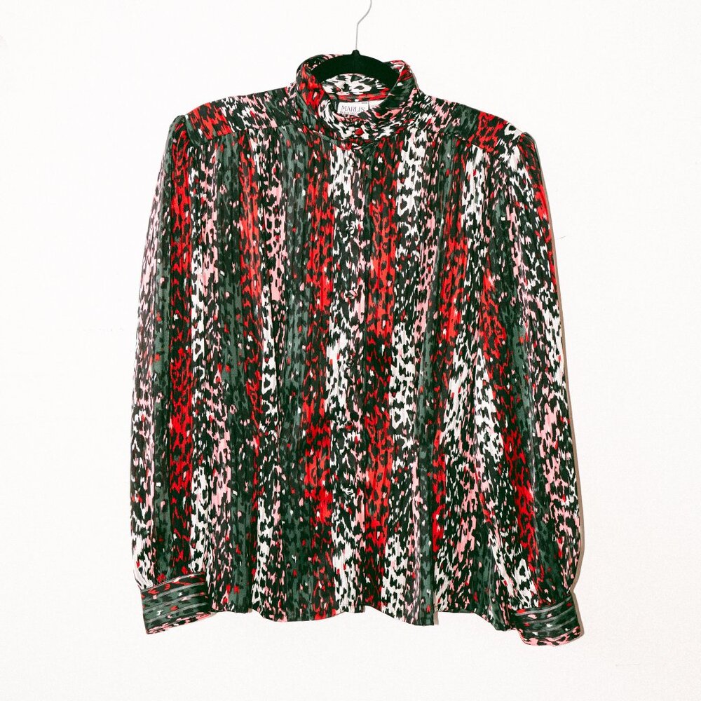 Vintage 90s Marlis by Elle Designs Abstract Animal Stripe Blouse